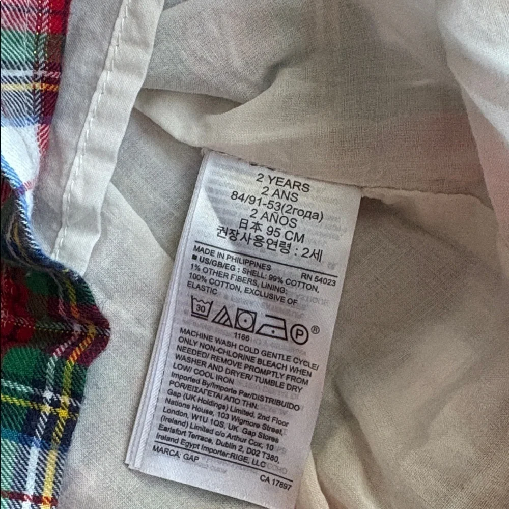 GAP Girls Holiday Plaid Shirt and Leggings Set 2t